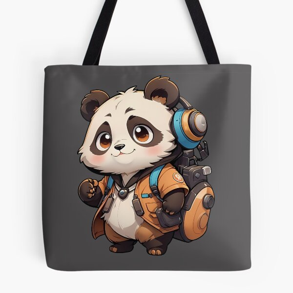 Item preview, Sticker of Cute Panda with futuristic backpack in orange designed and sold by creativekrish.