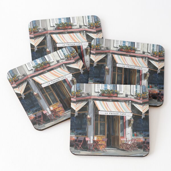 Item preview, “Le French Cafe” Scene - Watercolor and Mixed Media Artwork… By Carraann designed and sold by CARRAANN.
