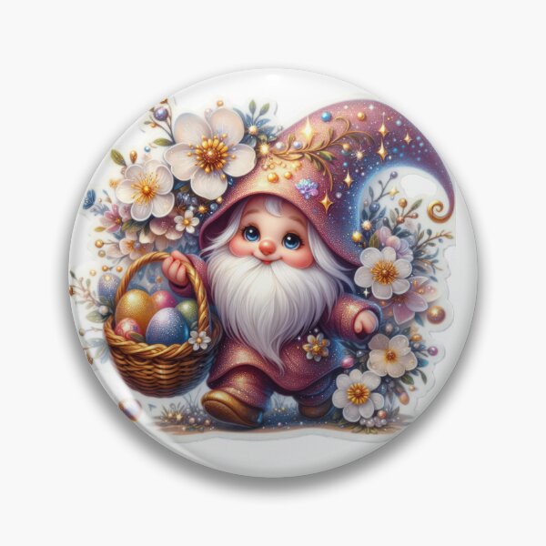 Item preview, gnome with flowers and easter basket with eggs Easter cute sticker designed and sold by Expressions-Sel.