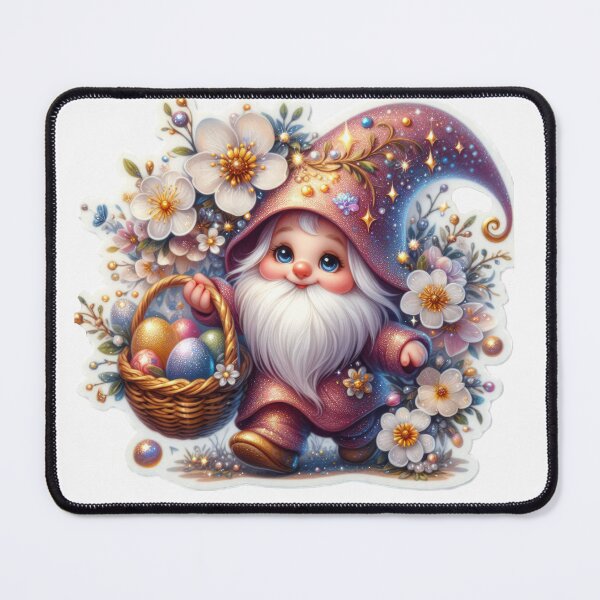 Item preview, gnome with flowers and easter basket with eggs Easter cute sticker designed and sold by Expressions-Sel.