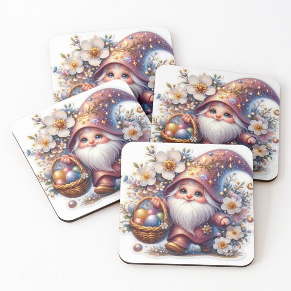 Item preview, gnome with flowers and easter basket with eggs Easter cute sticker designed and sold by Expressions-Sel.