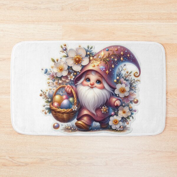 Item preview, gnome with flowers and easter basket with eggs Easter cute sticker designed and sold by Expressions-Sel.