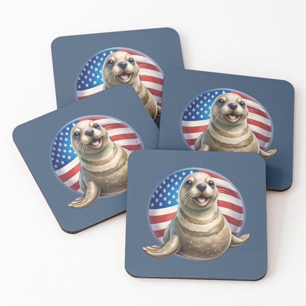 Item preview, patriot baby seal   against the background of the flag designed and sold by jkrphoto.