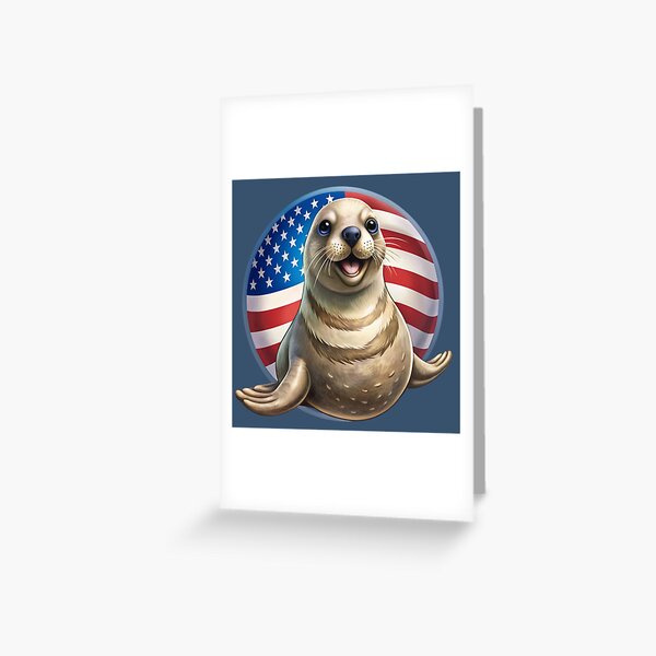 Item preview, patriot baby seal   against the background of the flag designed and sold by jkrphoto.