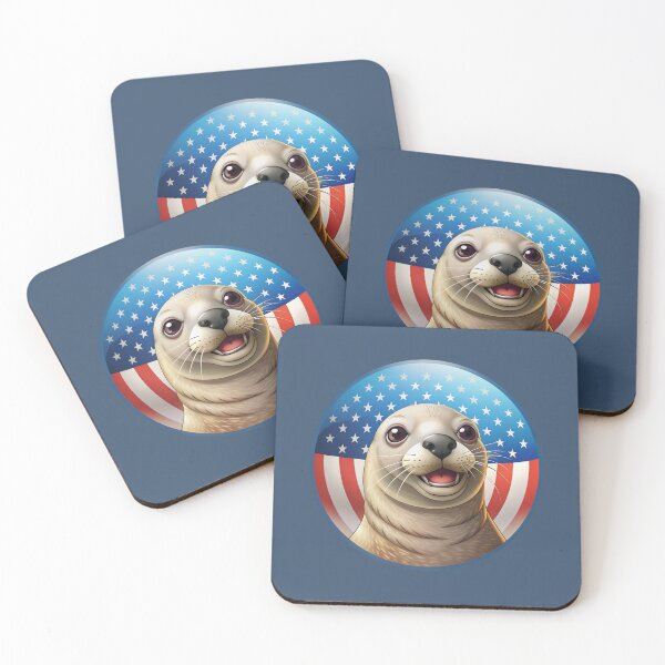 Item preview, patriot baby seal   against the background of the flag designed and sold by jkrphoto.