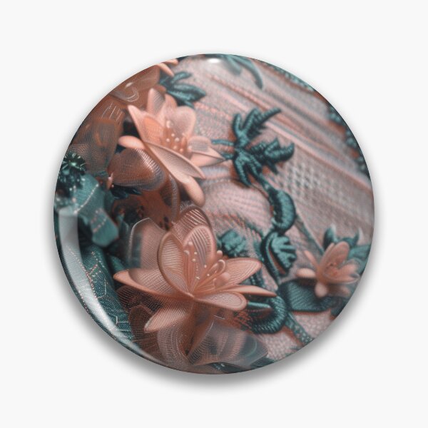 Item preview, Textura de encaje floral de tul y pelusa de melocotón y franela de petróleo designed and sold by Fantasyplus.