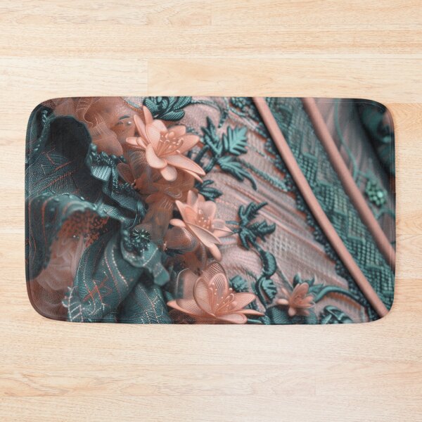 Item preview, Floral lace texture of tulle and peach fuzz and petrol flannel designed and sold by Fantasyplus.