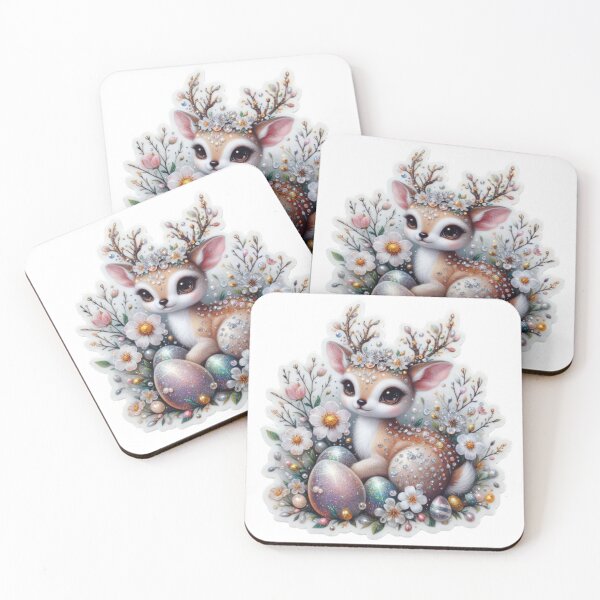 Item preview, doe with glitter stones and easter egg Easter cute sticker designed and sold by Expressions-Sel.