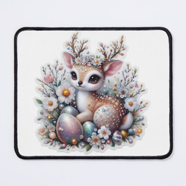 Item preview, doe with glitter stones and easter egg Easter cute sticker designed and sold by Expressions-Sel.