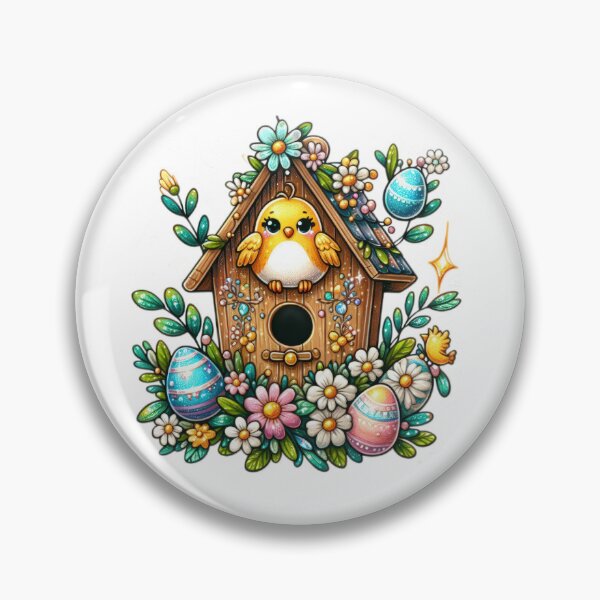 Item preview, yellow chicken birdhouse Easter cute sticker designed and sold by Expressions-Sel.