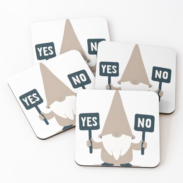 Item preview, Gnome with Yes and No Decision Signs designed and sold by ImagineCorner.