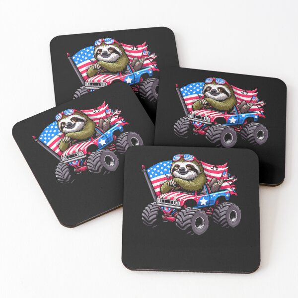 Item preview, Patriotic Sloth 4th July Monster Truck American designed and sold by Artistoos.