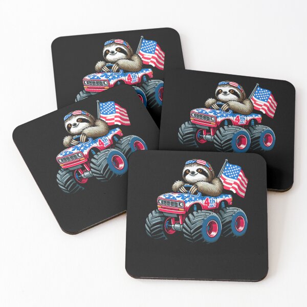 Item preview, Patriotic Sloth 4th July Monster Truck American designed and sold by Artistoos.
