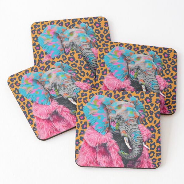Item preview,  Anthropomorphic Elephant in Pink Fur Funky Animal Fashion Art Print designed and sold by GulDesignCo.