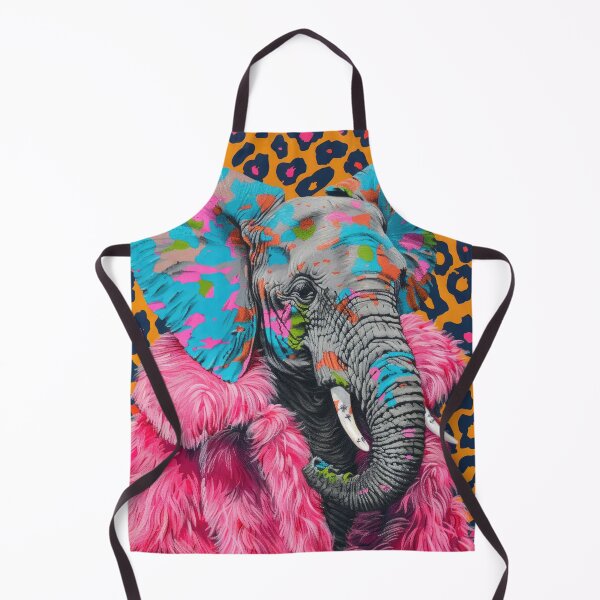 Item preview, Anthropomorphic Elephant in Pink Fur Funky Animal Fashion Art Print designed and sold by GulDesignCo.