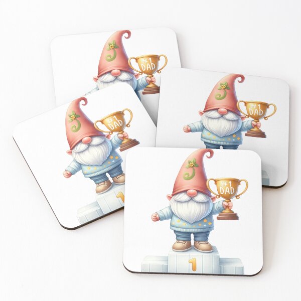 Item preview, Number One Dad Trophy Held by Celebratory Gnome designed and sold by ImagineCorner.