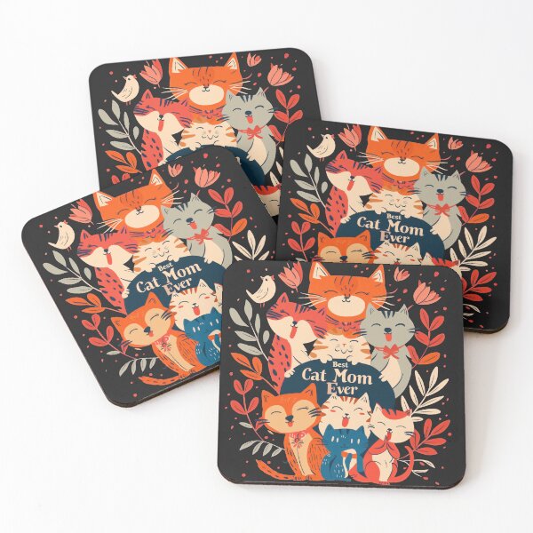 Item preview, Cheerful illustration of cats surrounding 'Best Cat Mom Ever' text designed and sold by 271Studio.