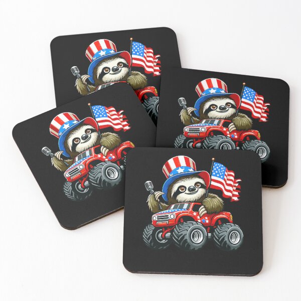 Item preview, Patriotic Sloth 4th July Monster Truck American designed and sold by Artistoos.