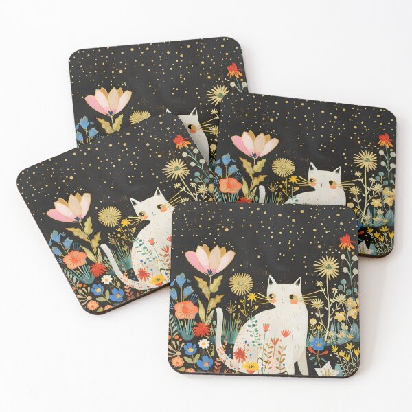 Item preview, White Cat In Flowers Garden  designed and sold by xiao xuans.