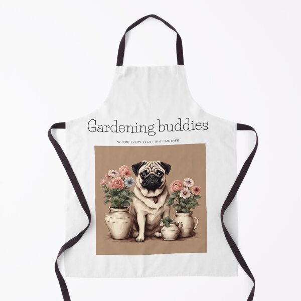 Artikelvorschau, Gardening buddies pug dog cute garden puppy flowers mom lover vintage entworfen und verkauft von SoulfulT.