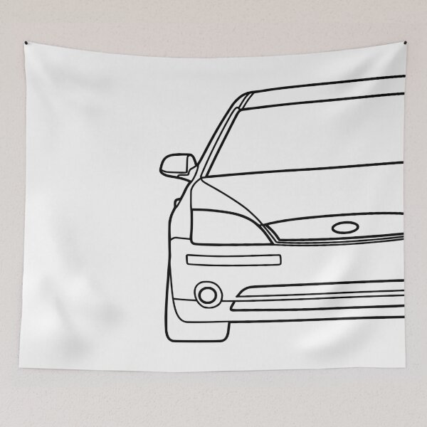 Item preview, Ford Mondeo Mk3 2000-2003 front squared black lined art designed and sold by EdimDesign.