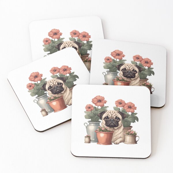 Artikelvorschau, Pug dog cute garden gardening puppy flowers mom lover vintage entworfen und verkauft von SoulfulT.