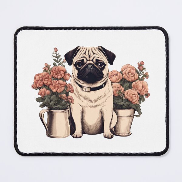 Artikelvorschau, Pug dog cute garden gardening puppy flowers mommy lover vintage entworfen und verkauft von SoulfulT.