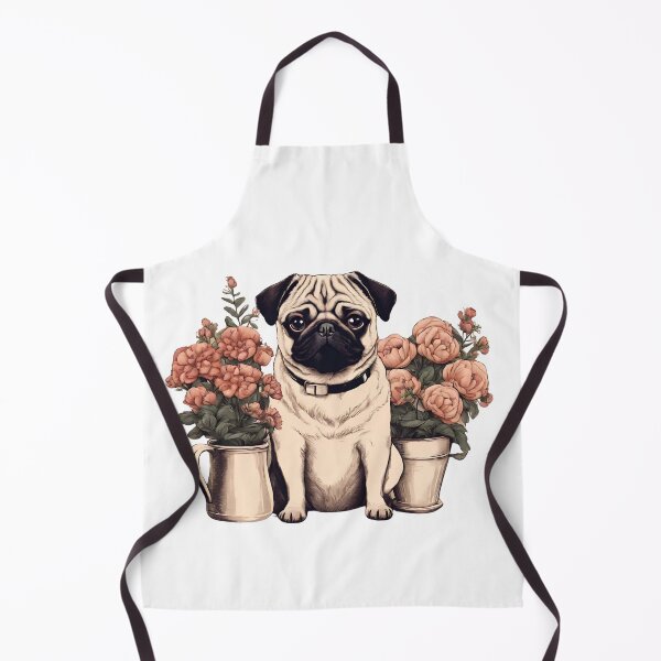 Artikelvorschau, Pug dog cute garden gardening puppy flowers mommy lover vintage entworfen und verkauft von SoulfulT.