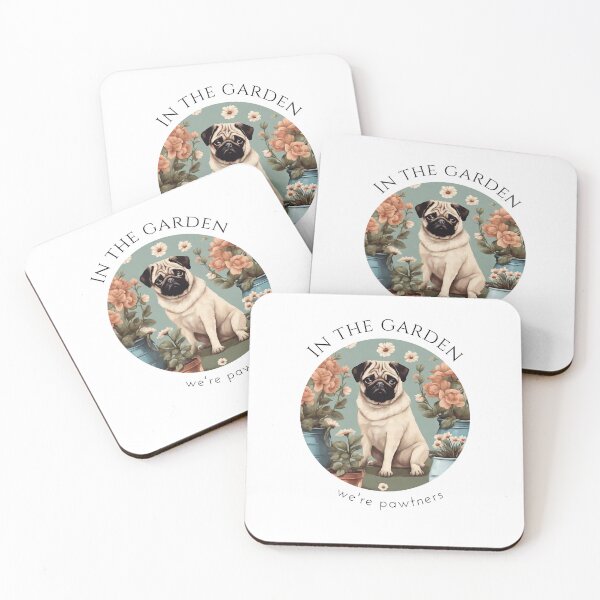 Artikelvorschau, In the garden we're pwatners pug company gardening puppy flowers mommy lover vintage entworfen und verkauft von SoulfulT.