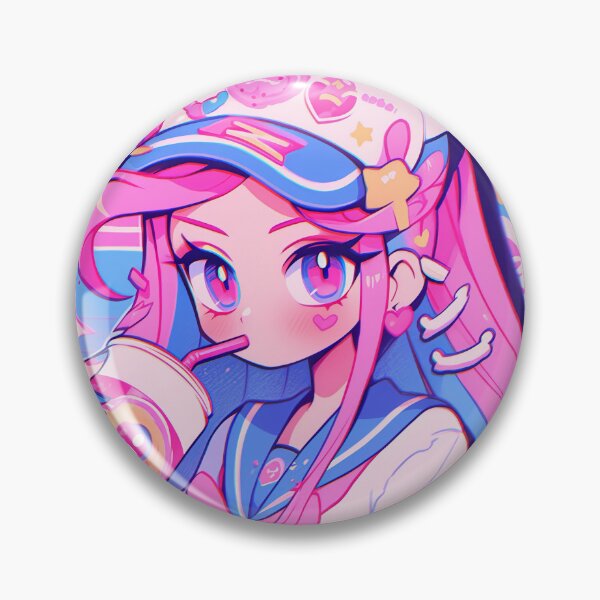 Item preview, Kawaii Bubblegum Cyberpop Drink Sipping Anime Girl designed and sold by bubblegoth.