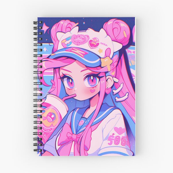 Item preview, Kawaii Bubblegum Cyberpop Drink Sipping Anime Girl designed and sold by bubblegoth.