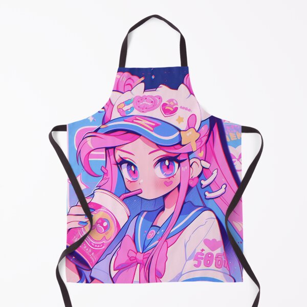 Item preview, Kawaii Bubblegum Cyberpop Drink Sipping Anime Girl designed and sold by bubblegoth.