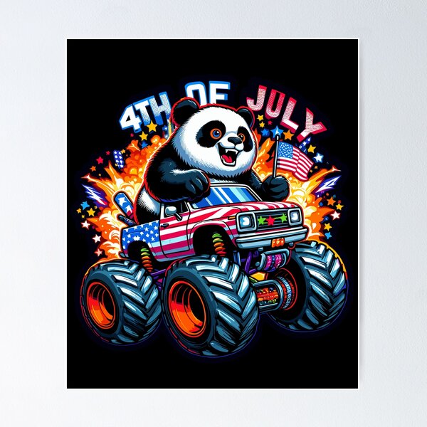 Item preview, Patriotic Panda 4th July Monster Truck American designed and sold by Artistoos.