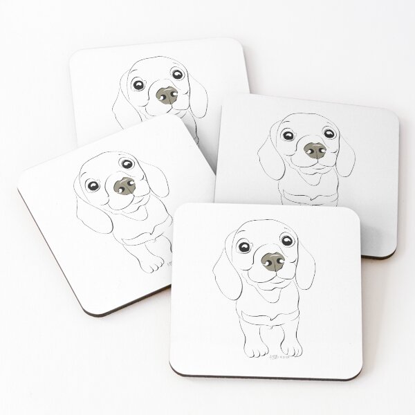 Item preview, Smiling Doxie Pup - Line drawing by Karen Little of Littleviews / Sketchviews designed and sold by Littleviews.