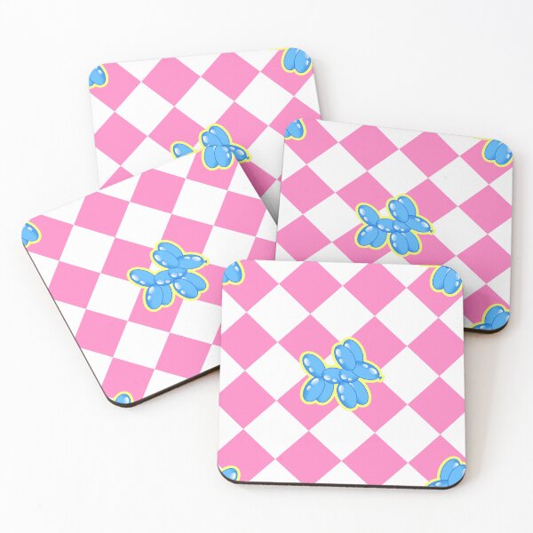 Item preview, Clowncore Blue Balloon Animal Dogs on a Pastel Pink and White Harlequin Background designed and sold by KlaryssaNicole.