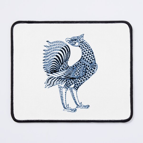 Item preview, mosic blue Line Thai No.5 birds thai style traditional Drawing Tattoo design Thai pattern art designed and sold by Bspaces.