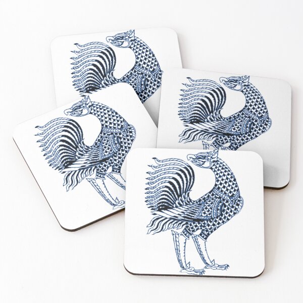 Item preview, mosic blue Line Thai No.5 birds thai style traditional Drawing Tattoo design Thai pattern  art designed and sold by Bspaces.