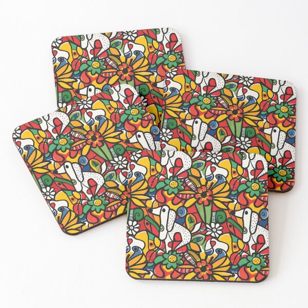 Item preview, Dogs & Flowers designed and sold by MidArtForge.