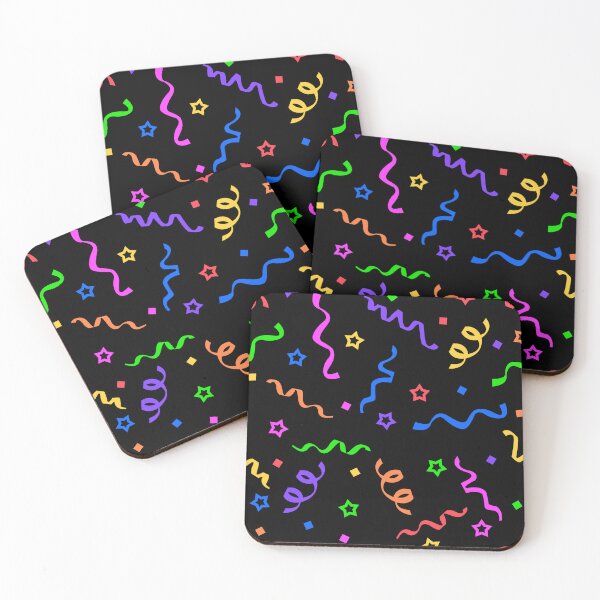 Item preview, Clowncore Neon Rainbow Confetti and Rainbow Stars, Black Background designed and sold by KlaryssaNicole.