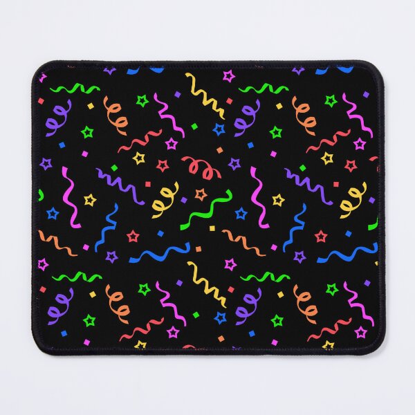 Item preview, Clowncore Neon Rainbow Confetti and Rainbow Stars, Black Background designed and sold by KlaryssaNicole.