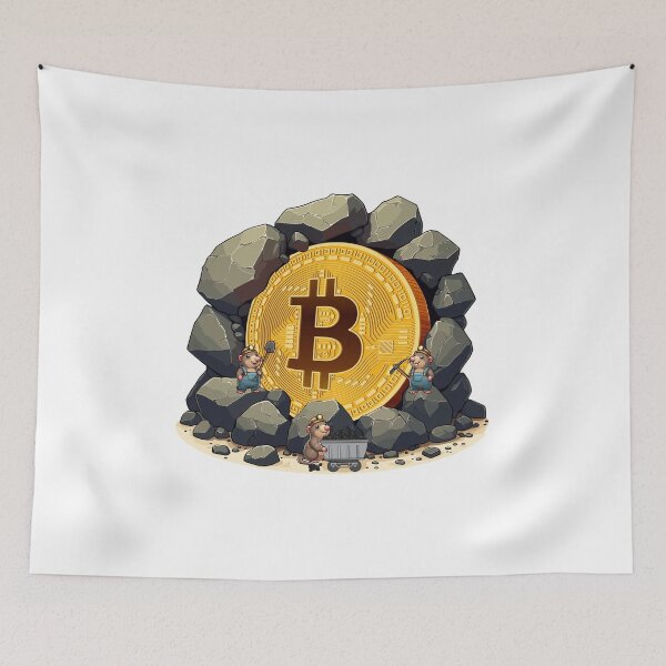Item preview, Bitcoin mining by a mole gang designed and sold by CryptoFunMerch.