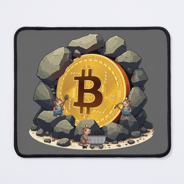 Item preview, Bitcoin mining by a mole gang designed and sold by CryptoFunMerch.