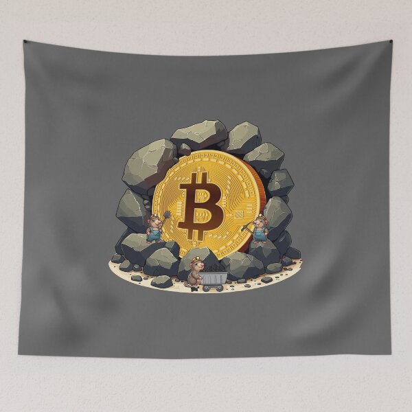 Item preview, Bitcoin mining by a mole gang designed and sold by CryptoFunMerch.