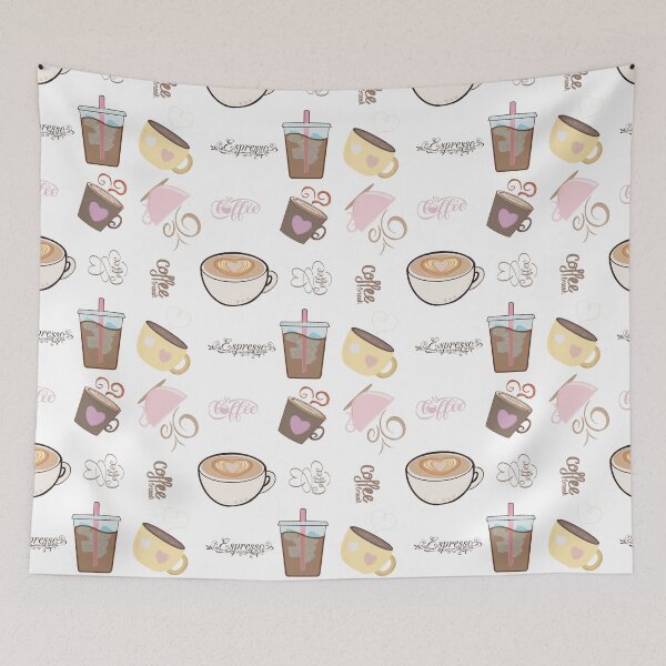 Item preview, Cute coffee design seamless pattern designed and sold by TheMuddyCatCo.