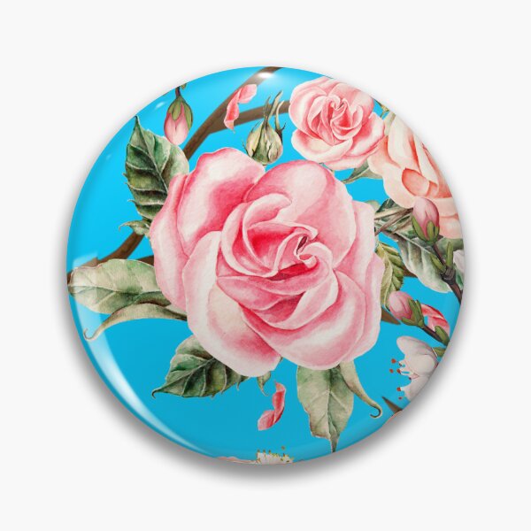 Item preview, Floral Rose and Cherry Blossom Blue designed and sold by Bobby-Dazzler.