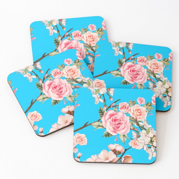 Item preview, Floral Rose and Cherry Blossom Blue designed and sold by Bobby-Dazzler.