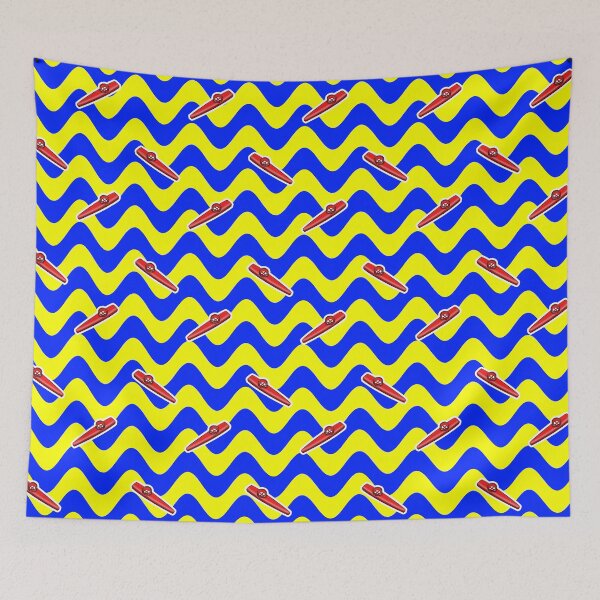 Item preview, Clowncore Aesthetic Primary Colors Red Kazoos With Yellow and Blue Wavy Lines designed and sold by KlaryssaNicole.