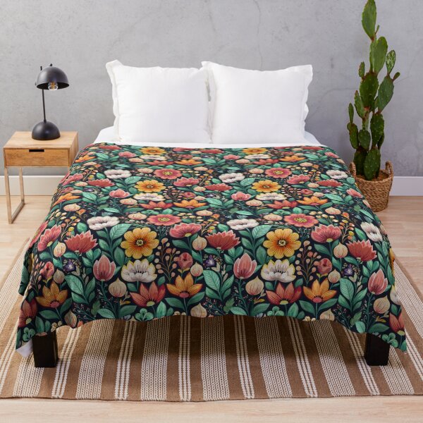 Item preview, Colorful Floral pattern on ablack background designed and sold by creativekrish.