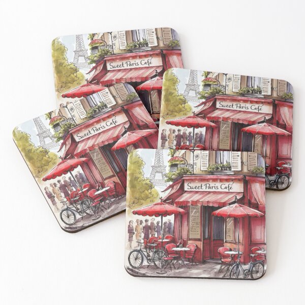 Item preview, “Sweet Paris Café”  Watercolor and Sketch Art Print | French Cafe Decor… By Carraann designed and sold by CARRAANN.