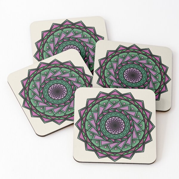 Item preview, Green and Pink Symmetrical Geometric Design designed and sold by Mountaineer-art.